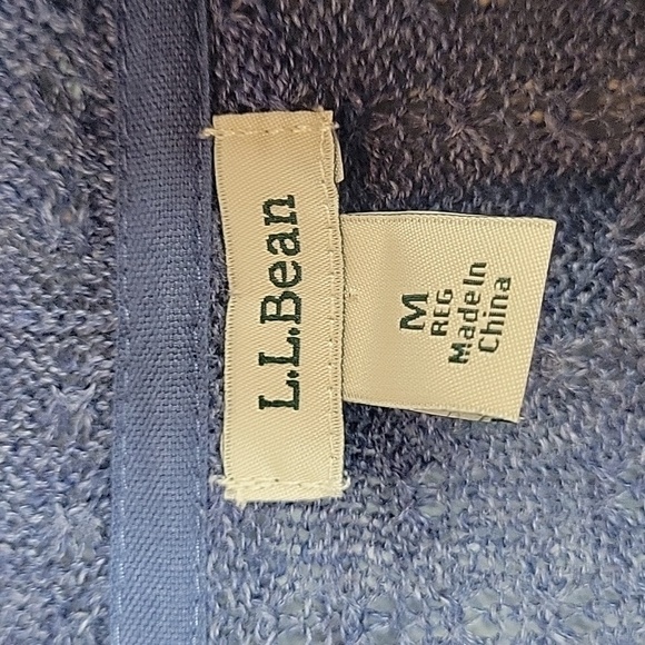 LL Bean Blue cotton open front cardigan sweater size meidum - Picture 2 of 8